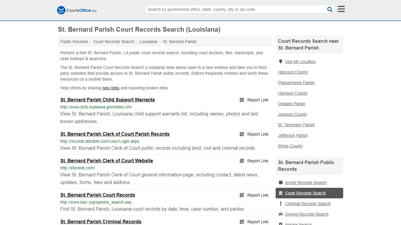 St. Bernard Parish Court Records Search (Louisiana) - County Office